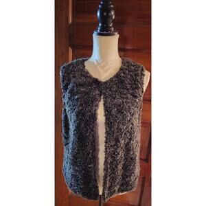 CHICO'S  Faux Fur Vest Charcoal Grey Size 1 (8-10)